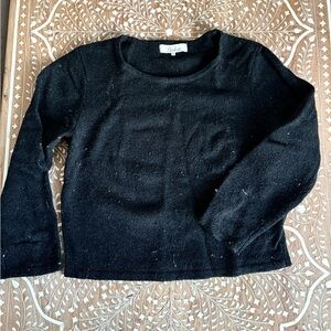 Parker Cropped Black Crew Neck Sweater w/ 3/4 sleeves